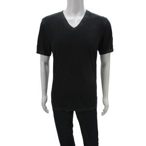 Cotton Citizen Mens Basic T-Shirt Black V-Neck Supima Cotton Size L